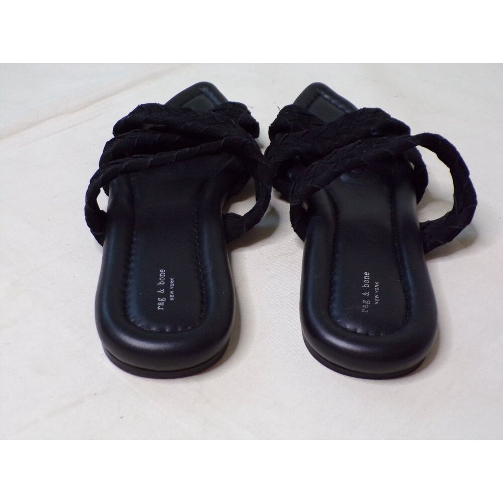 ๐ RAG & BONE Lewis Pointed Toe Woven Leather Slide Sandal Shoes 10.5 Black - Picture 7 of 10